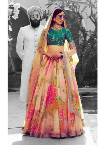 Festival Special Khadi Organza Floral Print Lehenga Choli